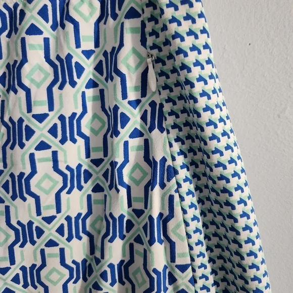 J. McLauglin Blue Green Geometric Skort Pull-On Zip Pockets Catalina Cloth - Picture 6 of 7